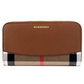 Burberry Elmore Tan Grainy Leather House Check Canvas Continental Clutch Wallet