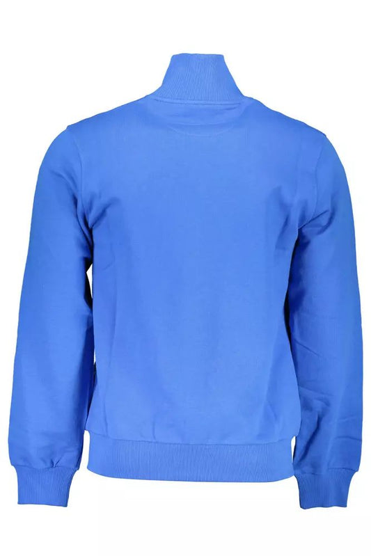 La Martina Chic Long-Sleeved Zippered Blue Sweater