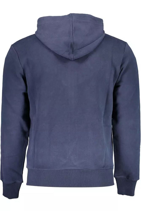 La Martina Elegant Blue Hooded Zip Sweater