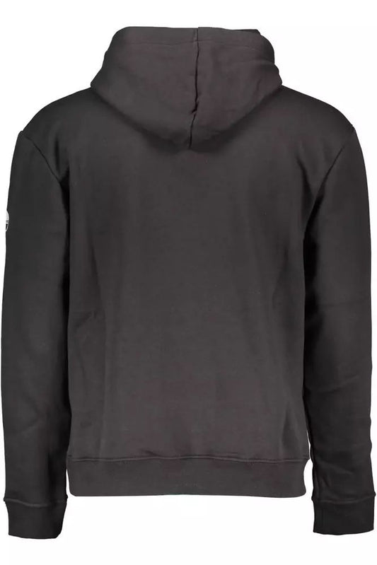 North Sails Sleek Black Hooded Sweatshirt With Print