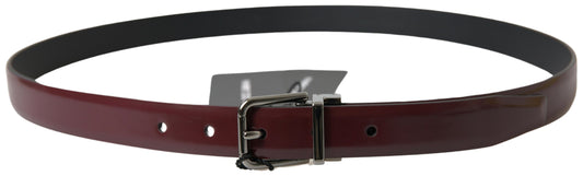 Dolce & Gabbana Elegant Bordeaux Leather Belt with Metal Buckle