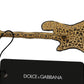 Dolce & Gabbana Gold Sequined Guitar Pin Brooch