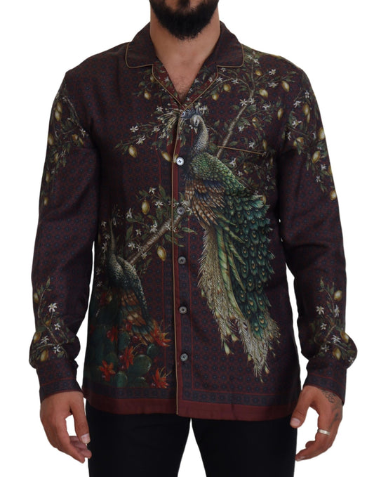 Dolce & Gabbana Elegant Silk Satin Men's Pajama Style Shirt