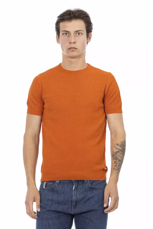 Baldinini Trend Chic Orange Short Sleeve Cotton Sweater
