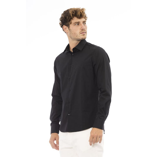 Baldinini Trend Elegant Black Cotton Blend Italian Shirt