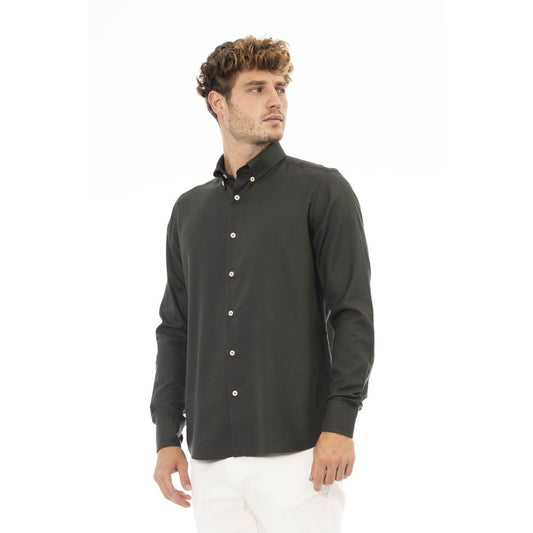Baldinini Trend Chic Green Button-Down Cotton Shirt
