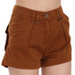 PLEIN SUD Chic Brown Mid Waist Mini Shorts