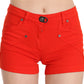 PLEIN SUD Chic Mid Waist Mini Shorts in Vibrant Orange