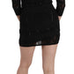 John Richmond Elegant Black Silk Mini Dress with Sequins