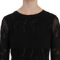 John Richmond Elegant Black Silk Mini Dress with Sequins