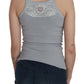 PINK MEMORIES Elegant Sleeveless Light Gray Cotton Blouse