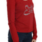 Exte Ravishing Red Crystal Embellished Blouse