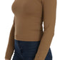 GF Ferre Elegant Brown Fitted Blouse for Sophisticated Evenings