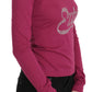 Exte Elegant Pink Crystal Embellished Long Sleeve Top