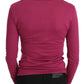 Exte Elegant Pink Crystal Embellished Long Sleeve Top