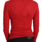 Exte Red Crystal Embellished Long Sleeve Top