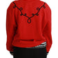 Dolce & Gabbana Radiant Red Sequined Crew Neck Sweater