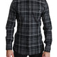 Dolce & Gabbana Elegant Gray Checkered Martini Dress Shirt