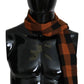 Costume National Chic Orange Check Wool Blend Scarf