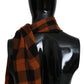 Costume National Chic Orange Check Wool Blend Scarf