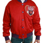 Dolce & Gabbana Vibrant Red Bomber Jacket with Multicolor Motif