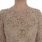 Dolce & Gabbana Beige Floral Lace Long Sleeve Maxi Dress