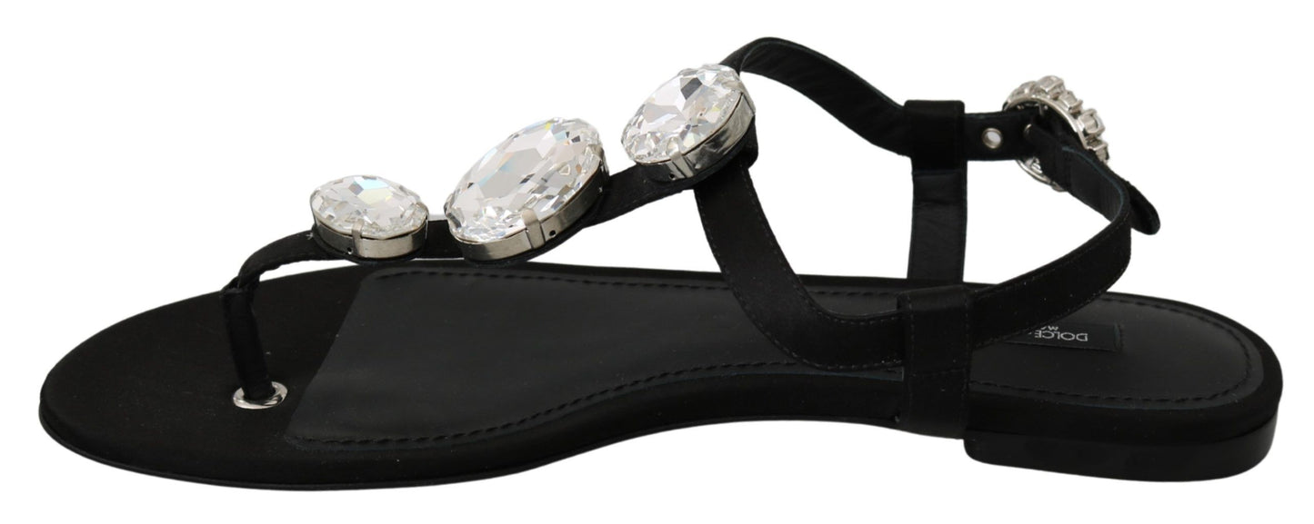 Dolce & Gabbana Elegant Crystal-Embellished Silk Sandals