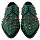 Dolce & Gabbana Emerald Leather Dress Shoes with Crystal Accents