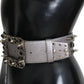 Dolce & Gabbana Stunning Silver Leather Crystal-Studded Belt