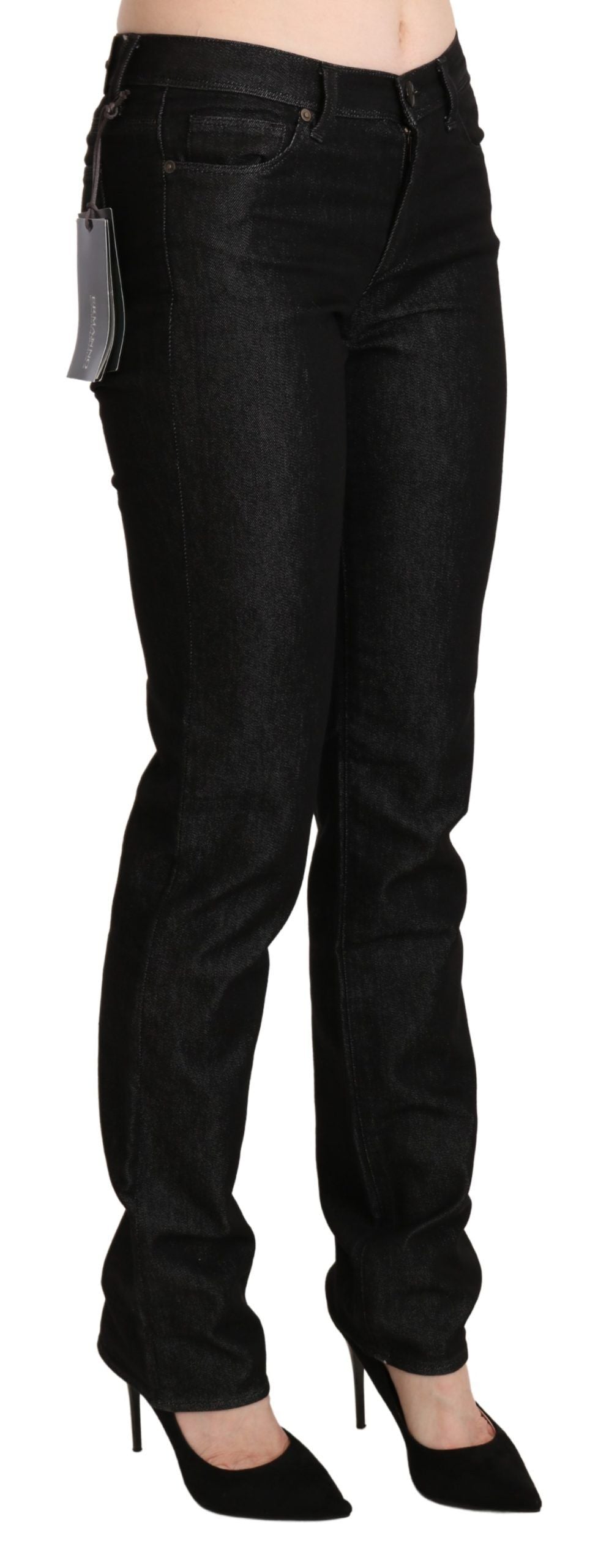 Ermanno Scervino Chic Black Mid Waist Skinny Jeans