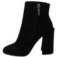 Dolce & Gabbana Embroidered Ankle Boots in Lambskin Suede