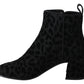 Dolce & Gabbana Elegant Black Leopard Print Short Boots