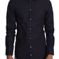 Dolce & Gabbana Navy Blue Slim Fit Gold Series Dress Shirt