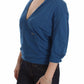 Exte Elegant Deep V-Neck Sweater in Blue