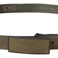 Costume National Chic Army Green Velvet Buckle Leather Belt