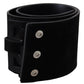 GF Ferre Elegant Black Leather Wide Belt with Silver Tone Buckle