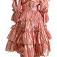 Dolce & Gabbana Pink Metallic Ruffled Gown Elegance