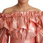 Dolce & Gabbana Pink Metallic Ruffled Gown Elegance