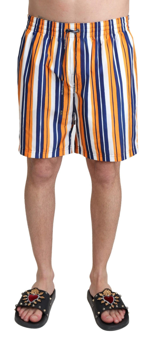 Dolce & Gabbana Multicolor Striped Swim Shorts Trunks