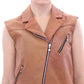 La Maison du Couturier Sleeveless Leather Couture Vest in Rich Brown