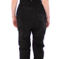 La Maison du Couturier Elegant Black Leather Jumpsuit with Waist Strap