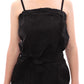 La Maison du Couturier Elegant Black Leather Jumpsuit with Waist Strap