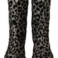 Dolce & Gabbana Elegant Leopard Print Mid Calf Boots