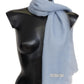 Missoni Elegant Light-Blue Cashmere Scarf with Fringes