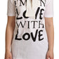 Dolce & Gabbana Chic White Love Motif Silk-Blend Tee