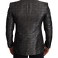 Dolce & Gabbana Metallic Gray Jacquard Slim Fit Blazer