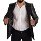 Dolce & Gabbana Metallic Gray Jacquard Slim Fit Blazer