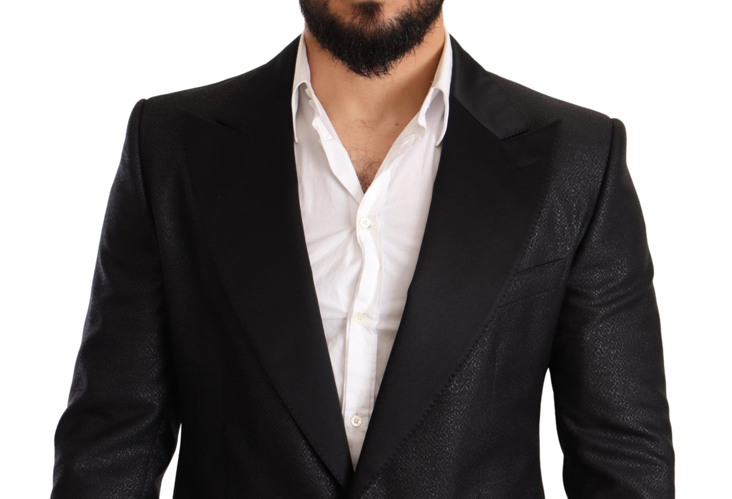 Dolce & Gabbana Elegant Black Metallic Slim Fit Blazer Jacket