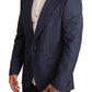 Dolce & Gabbana Elegant Slim Fit Blue Striped Wool Blazer