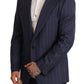 Dolce & Gabbana Elegant Slim Fit Blue Striped Wool Blazer